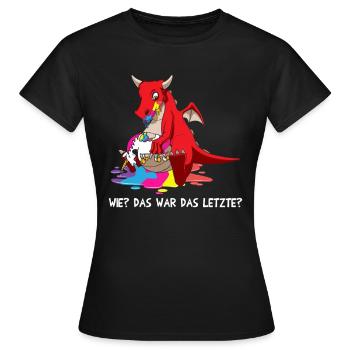 Drachen Wie Das Letzte Drache frisst Einhorn - Frauen T-Shirt - Schwarz - Vorne - AI Model Female 172 dark (172cm)