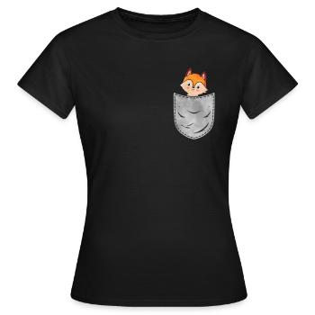Pocket Fox Animal In Your Pocket Fox - Frauen T-Shirt - Schwarz - Vorne - AI Model Female 172 dark (172cm)