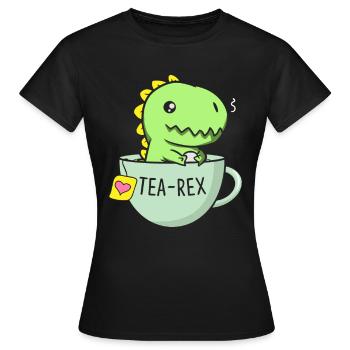 Tea Rex Dinosaurier Tyrannosaurus Rex Teetasse Tee - Frauen T-Shirt - Schwarz - Vorne - AI Model Female 172 dark (172cm)