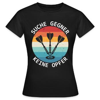 Darts Player Search Opponents No Victims Darts - Women's T-Shirt - black - Front - AI Model Female 172 dark (172cm)