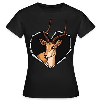 Antilope de fissure Déchirure trou coeur antilope - T-shirt Femme - noir - Devant - AI Model Female 172 dark (172cm)