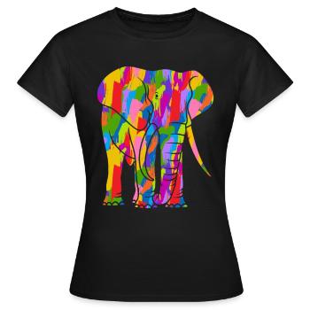 Elefant Bunt Vintage Regenbogen Retro Elefanten - Frauen T-Shirt - Schwarz - Vorne - AI Model Female 172 dark (172cm)