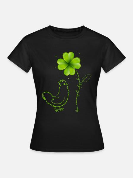 Tu es mon porte-bonheur feuille de trèfle de poulet - T-shirt Femme - noir