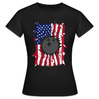 Bowling Torn Drapeau américain - T-shirt Femme - noir - Devant - AI Model Female 172 dark (172cm)