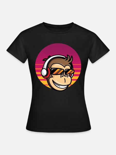 Monkey DJ Affe mit Kopfhörer - Frauen T-Shirt - Schwarz