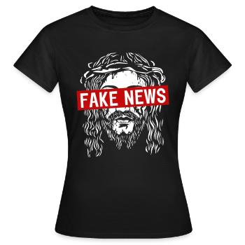 Fake News Antéchrist athée Anti-Christ - T-shirt Femme - noir - Devant - AI Model Female 172 dark (172cm)