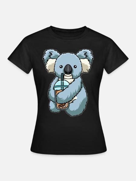 Koala trinkt Bubble Tea - Frauen T-Shirt - Schwarz