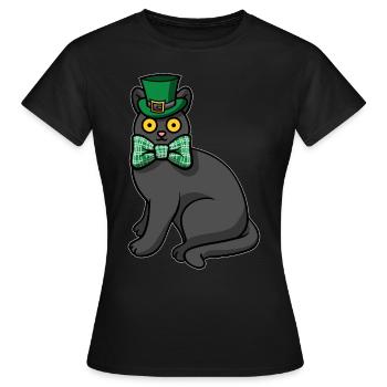 Chat noir Saint-Patrick - T-shirt Femme - noir - Devant - AI Model Female 172 dark (172cm)