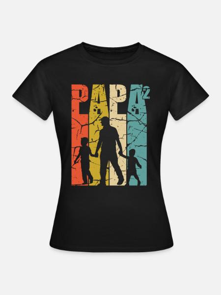 Papá 2 hijos Papá alto 2 padre de dos hijos - Camiseta mujer - negro