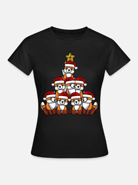 Fuchs Weihnachtsbaum - Frauen T-Shirt - Schwarz