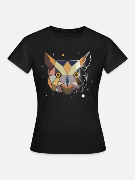Eule Polygon Kunst Tier Geometrie - Frauen T-Shirt - Schwarz
