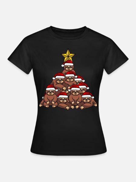 Arbre de Noël paresseux - T-shirt Femme - noir