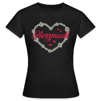 Herzmadl Dirndl Trachten Ersatz Trachtenshirt - Frauen T-Shirt - Schwarz - Vorne - AI Model Female 172 dark (172cm)