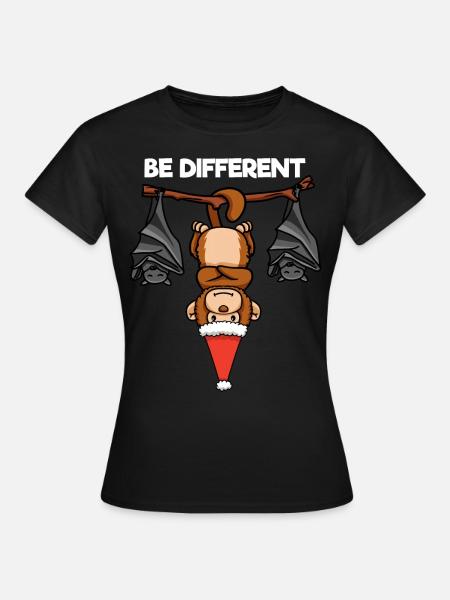 Be Different Affe Fledermaus Weihnachtsmann - Frauen T-Shirt - Schwarz