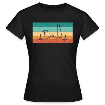 Vintage Heartbeat Saw Hammer Planter Wood - T-shirt Femme - noir - Devant - AI Model Female 172 dark (172cm)