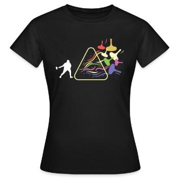 Prisma Eisstock Licht Dreieck Lichtspektrum - Frauen T-Shirt - Schwarz - Vorne - AI Model Female 172 dark (172cm)
