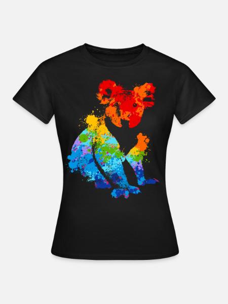 Farbspritzer Koala Bunter Koala - Frauen T-Shirt - Schwarz