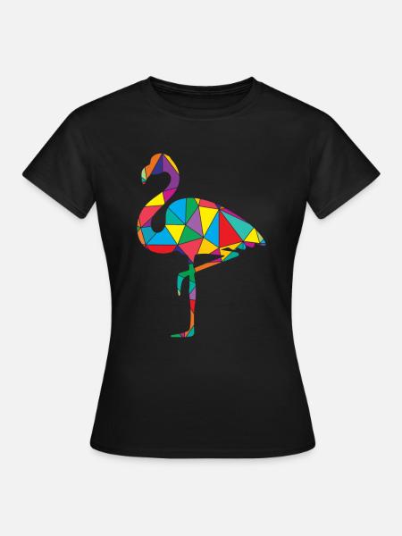Flamingo Polygon Wild Animal - Frauen T-Shirt - Schwarz