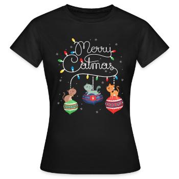 Merry Catmas Cat - Frauen T-Shirt - Schwarz - Vorne - AI Model Female 172 dark (172cm)