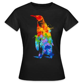 Pinguin Splash Art Arktis Eis - Frauen T-Shirt - Schwarz - Vorne - AI Model Female 172 dark (172cm)