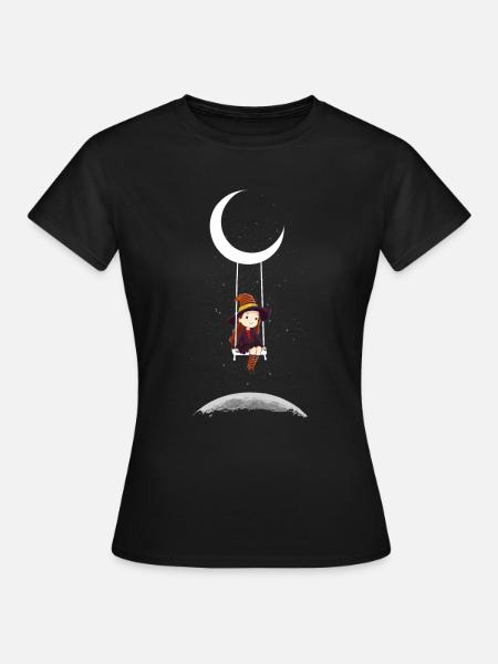 Sorcière sur Moon Swing Costume d’Halloween - T-shirt Femme - noir