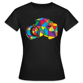 Kamera Polygon Spiegelreflex Foto - Frauen T-Shirt - Schwarz - Vorne - AI Model Female 172 dark (172cm)
