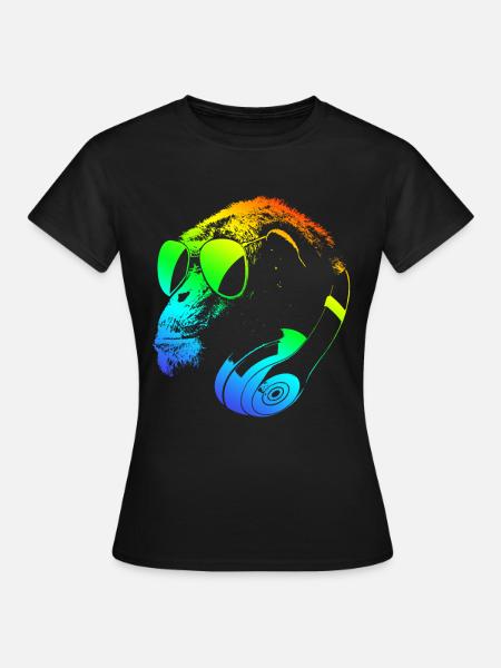 DJ Ape Gorilla Monkey Music Techno Monkey - Frauen T-Shirt - Schwarz