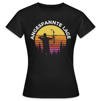Bogenschießen Bogenschütze Angespannte Lage - Frauen T-Shirt - Schwarz - Vorne - AI Model Female 172 dark (172cm)