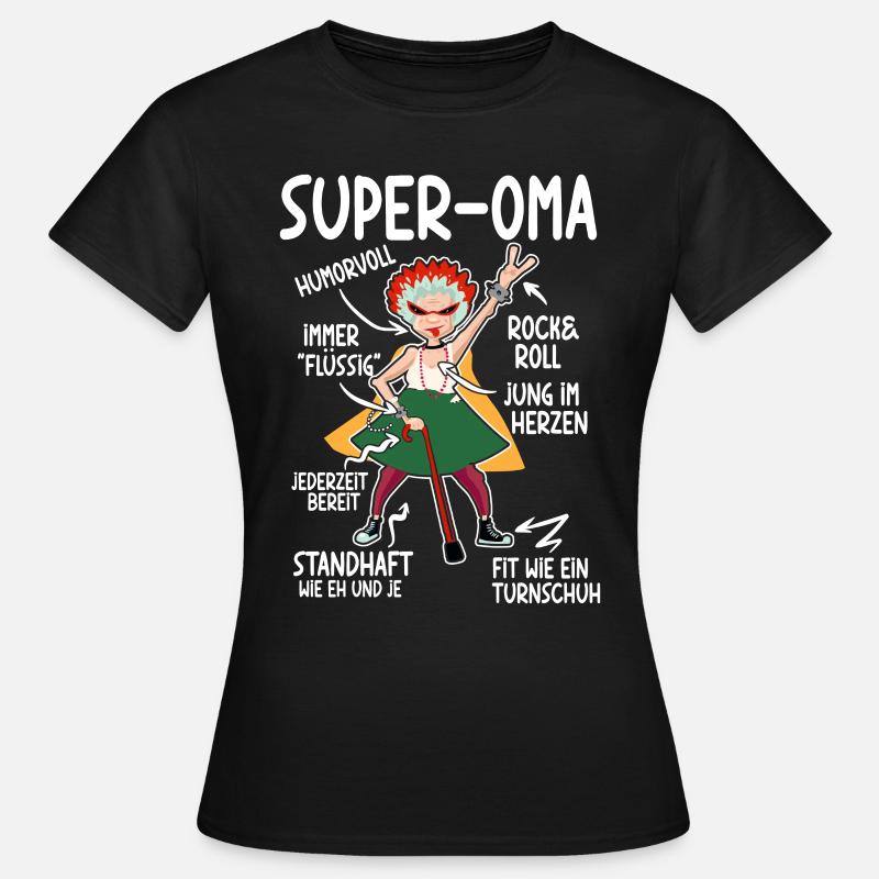 Anatomie eines Super Oma Großmutter Omi - Frauen T-Shirt - Schwarz