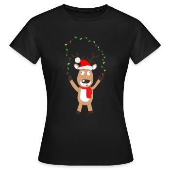 Funny Christmas Reindeer - Frauen T-Shirt - Schwarz - Vorne - AI Model Female 172 dark (172cm)