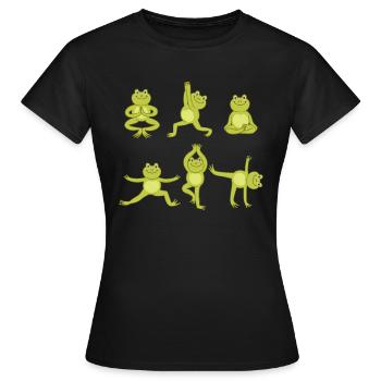 Yoga Frosch - Frauen T-Shirt - Schwarz - Vorne - AI Model Female 172 dark (172cm)