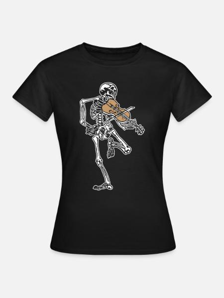 Skeleton Violin Halloween Music Musician Violinist - Women's T-Shirt - black