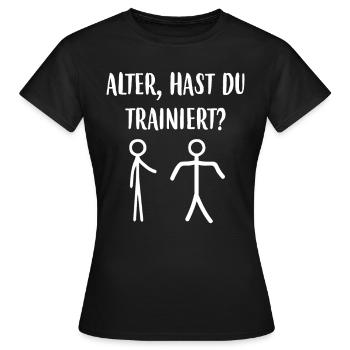 Alter Hast Du Trainiert Bodybuilder Strichmännchen - Frauen T-Shirt - Schwarz - Vorne - AI Model Female 172 dark (172cm)