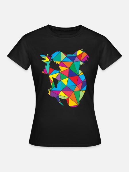 Koala Polygon Wild Animal - Frauen T-Shirt - Schwarz
