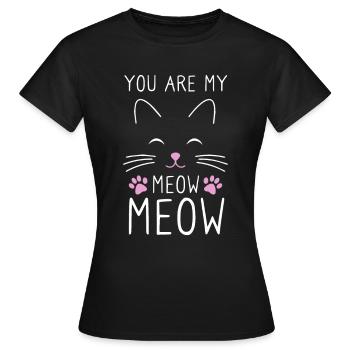 Tu es mon chat miaou miaou - T-shirt Femme - noir - Devant - AI Model Female 172 dark (172cm)