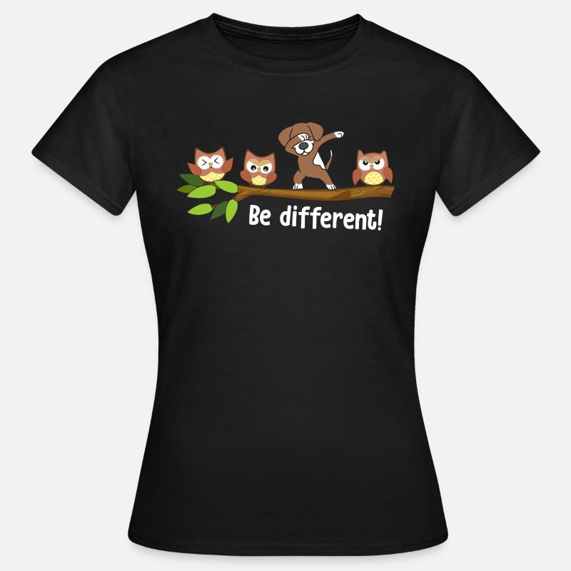 Be Different Dabbing Hund - Frauen T-Shirt - Schwarz