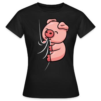 Hungriges Schwein Beisst in Shirt - Frauen T-Shirt - Schwarz - Vorne - AI Model Female 172 dark (172cm)
