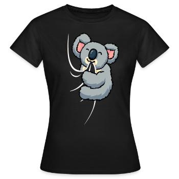 Mignon Koala Tissu Mordant Sucer Koala - T-shirt Femme - noir - Devant - AI Model Female 172 dark (172cm)
