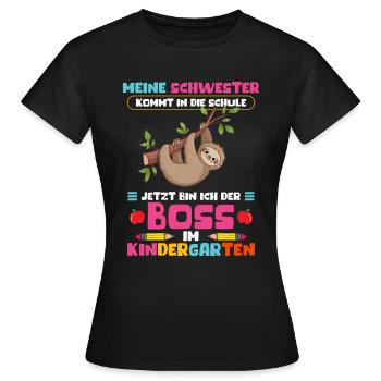 Schwester kommt in die Schule Jetzt bin ich Chef - Frauen T-Shirt - Schwarz - Vorne - AI Model Female 172 dark (172cm)
