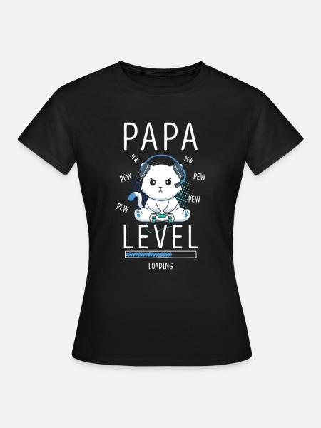 Level PAPA Loading Werdender Vater Ankündigung - Dame-T-shirt - sort
