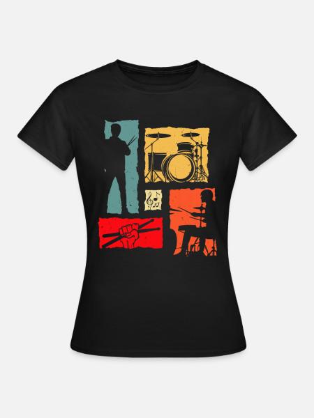 Batterie Retro Batteur Joueur de batterie vintage - T-shirt Femme - noir