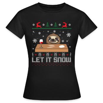 Let it snow Sloth Ugly Sweater - T-shirt Femme - noir - Devant - AI Model Female 172 dark (172cm)
