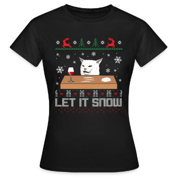 Let It Snow Cat Meme - T-shirt Femme - noir - Devant - AI Model Female 172 dark (172cm)