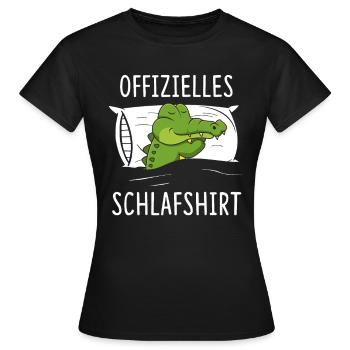 Offizielles Schlafshirt Krokodil Aligator - Frauen T-Shirt - Schwarz - Vorne - AI Model Female 172 dark (172cm)