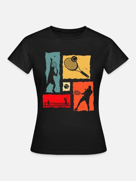 Tennis Retro - Dame-T-shirt - sort