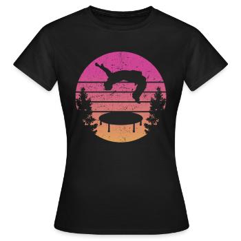Trampolin Retro Backflip - Frauen T-Shirt - Schwarz - Vorne - AI Model Female 172 dark (172cm)