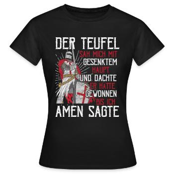 Der Teufel hat mich gesehen Tempelritter Kreuzzug - Frauen T-Shirt - Schwarz - Vorne - AI Model Female 172 dark (172cm)