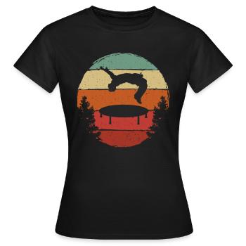 Trampolin Retro Backflip - Frauen T-Shirt - Schwarz - Vorne - AI Model Female 172 dark (172cm)