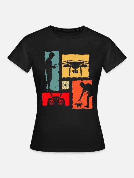 Drone Retro Drone Drone Pilots - Frauen T-Shirt - Schwarz