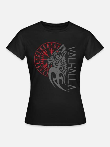 Walhalla Wolf Odin Kompass - Frauen T-Shirt - Schwarz